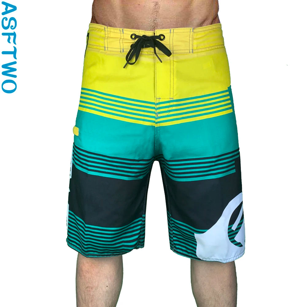Quick Drying Beach Shorts for Men Surf Beach Shorts Fast Dry Swim Trunks with Bermuda, Fitness Muscle Short Pants, Summer, New,