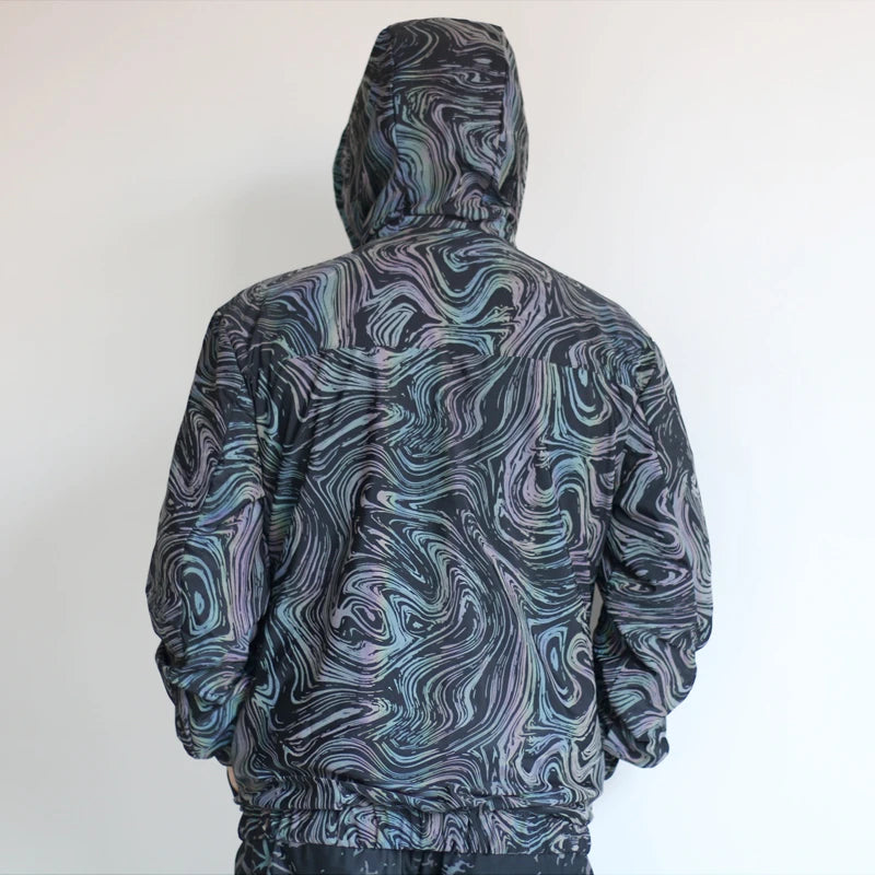Drop shipping Holographic Reflective Jackets Men Techwear Night Walk Dance Hip Hop Breathable Hooded Coat Jaqueta Masculina