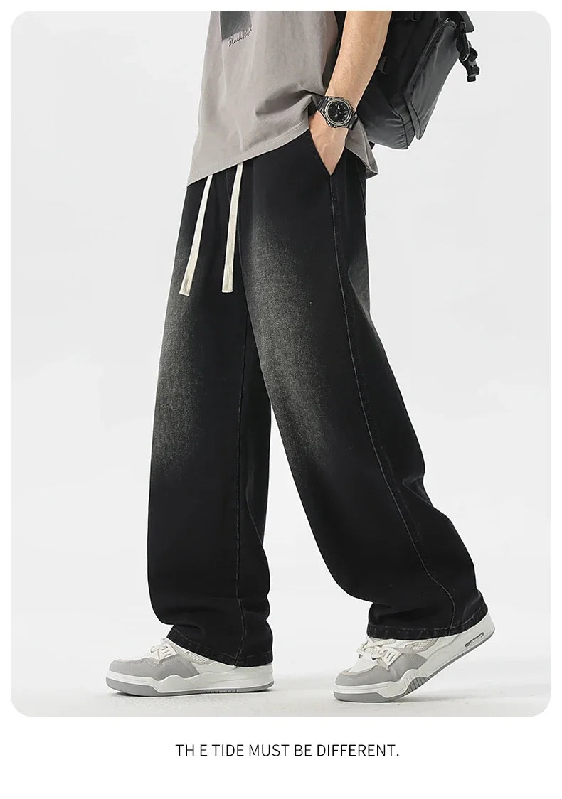 Men's Jeans American Loose Wide-leg Loose Straight Casual Trousers Street Hip-hop Baggy Jeans Black Grey  Blue Streetwear Men