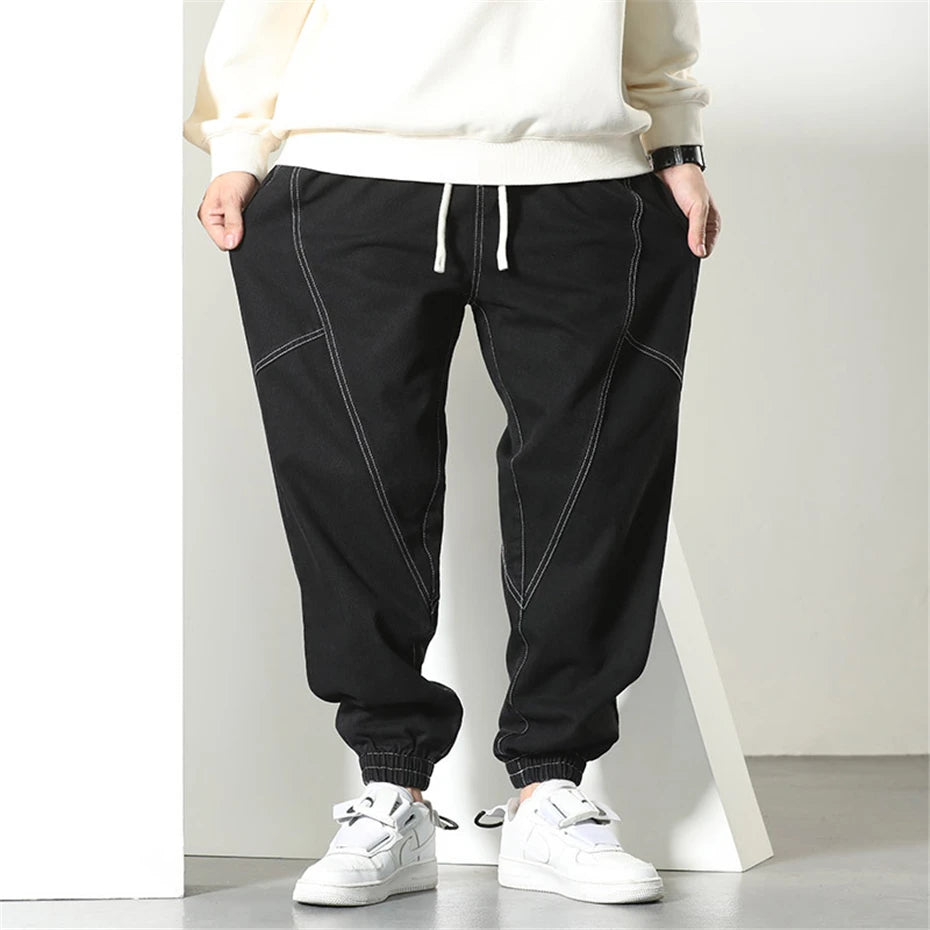 6XL Plus Size Baggy Jeans Men Jogger Pants Fashion Casual Denim Pants Male