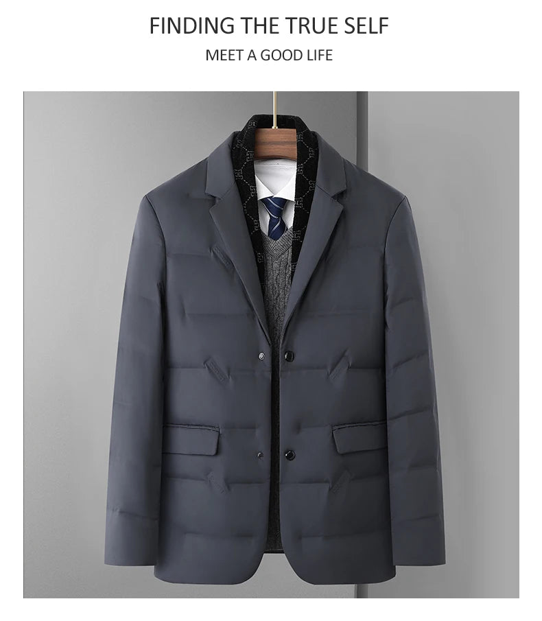 High Quality Men's Handsome down Jacket with Scarf Collar M-6XL Big plus Size for Middle-Aged Dad Fashionable Outerwear