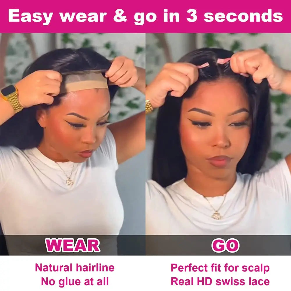 Glueless Wigs HD Transparent Lace Front Human Hair Wig 13x4 13x6 Bone Straight Frontal Wig Pre Plucked 4x4 HD Lace Closure Wig