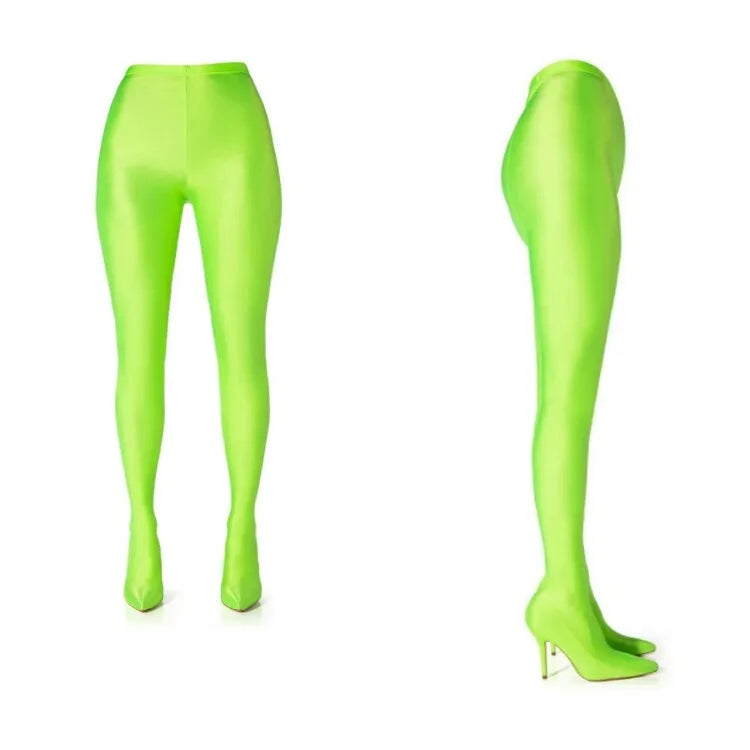 New Elastic Cloth Jumpsuit Pants Boots Women's Racing Party Trendy Sexy Steel Pipe Dance Pants Boots High-heel 10cm Size 34-46