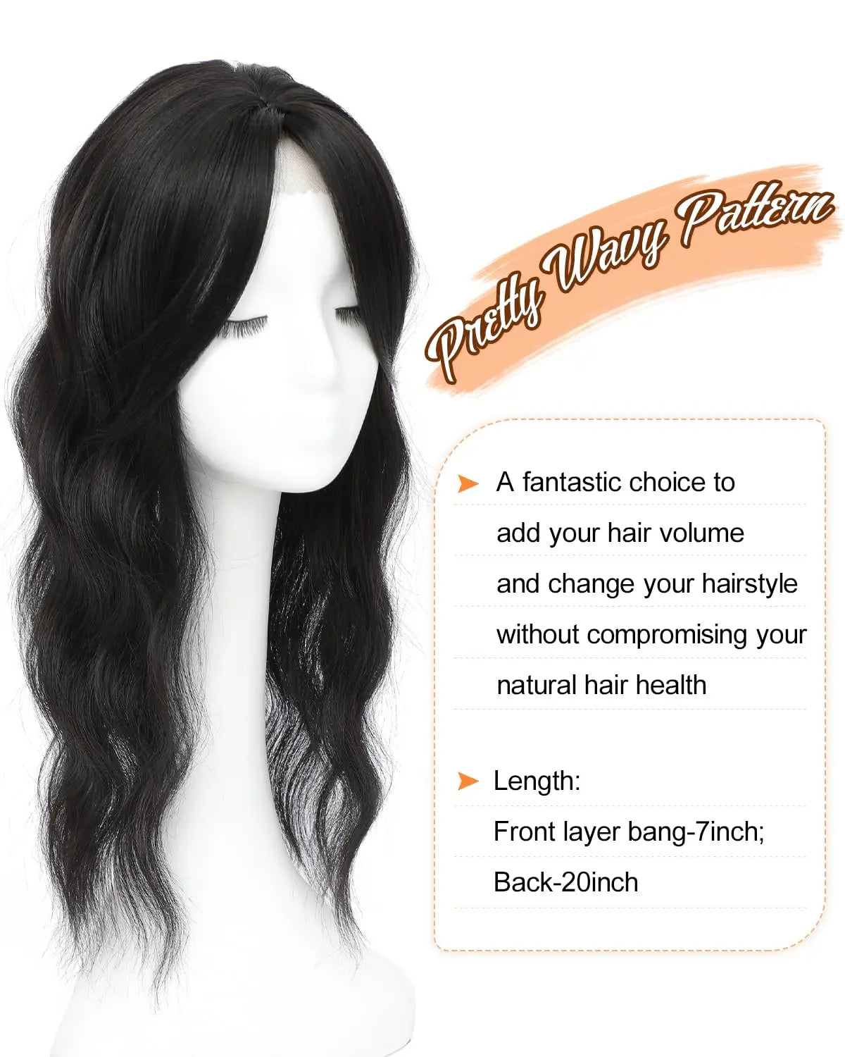 Synthetic Topper Clip In Hair Extensions with Bangs for Women Increase The Amount Of Hair On The Top Of The Head Cover The White