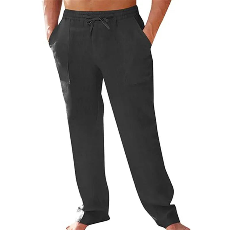 Summer and autumn plus size S-5XL men's pure cotton linen sports and fitness pants breathable casual training jogging pants stre
