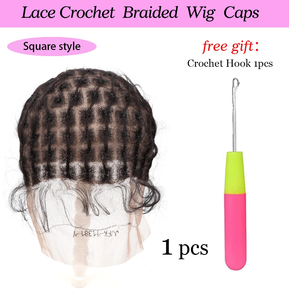 Ventilating Full Lace Wig Cap For Crochet Braiding Hair Black Braided Wig Cap For Making Afro Glueless Wig Lace Wig Cornrow Cap