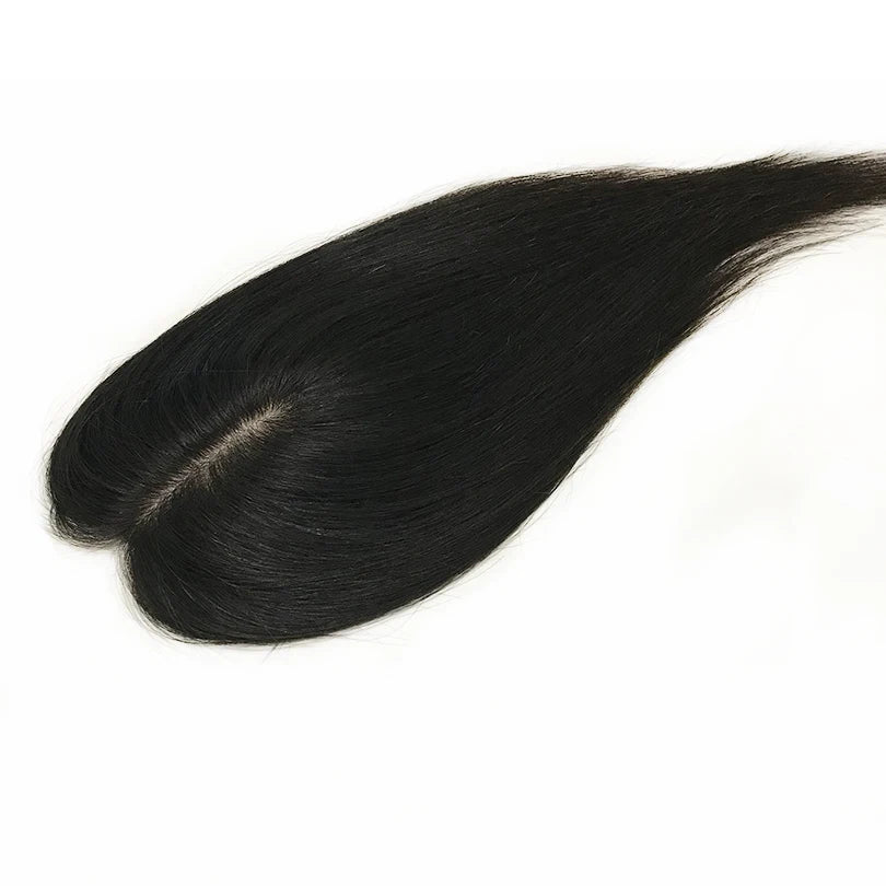 9x14cm Straight Silk Base Women Topper with Clips In Virgin European Human Hair Toupee for Women  20cm-40cm Hand Made