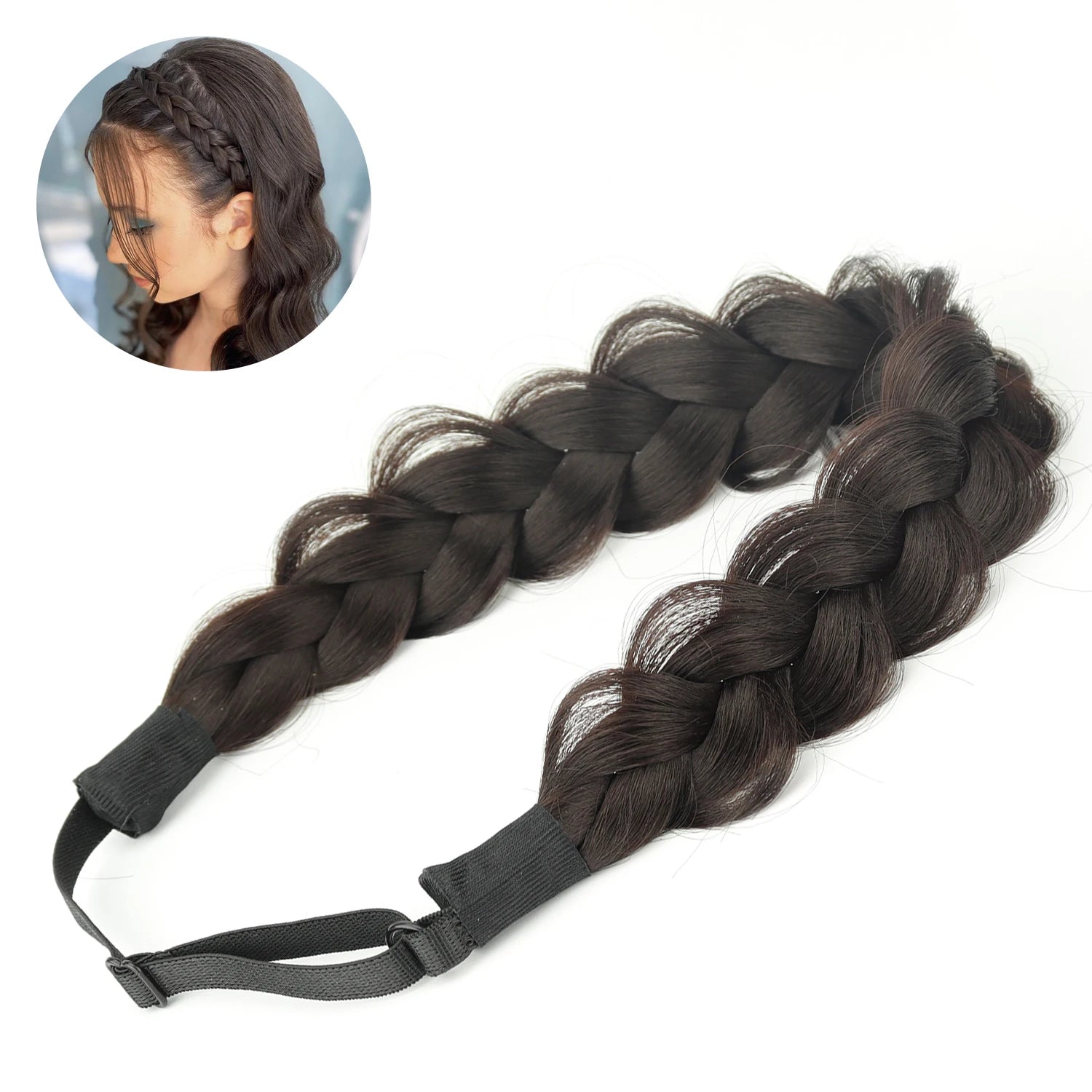 Synthetic Hair Braided Headband with Elastic Band Style for Women Girls Blonde Brown Braided Headwear Hair Scrunchy Headband