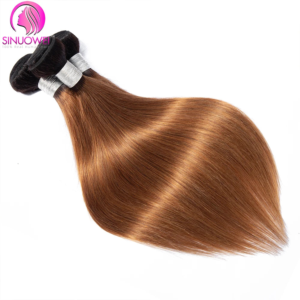 1B/30 Ombre Bone Straight Human Hair Bundles Brazilian Remy Human Hair Weave Extensions 2 Tone Brown Colored Bundles Human Hair