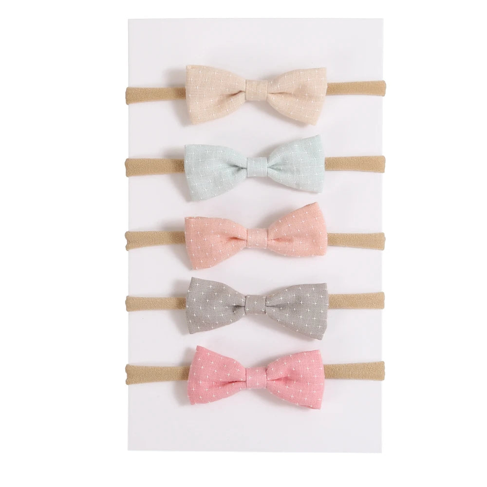 5Pcs/Lot Baby Headband for Baby Girls Soft Nylon Elastic Solid Color Hairband Print Hair Bow Kids Headwear Baby Hair Accessories