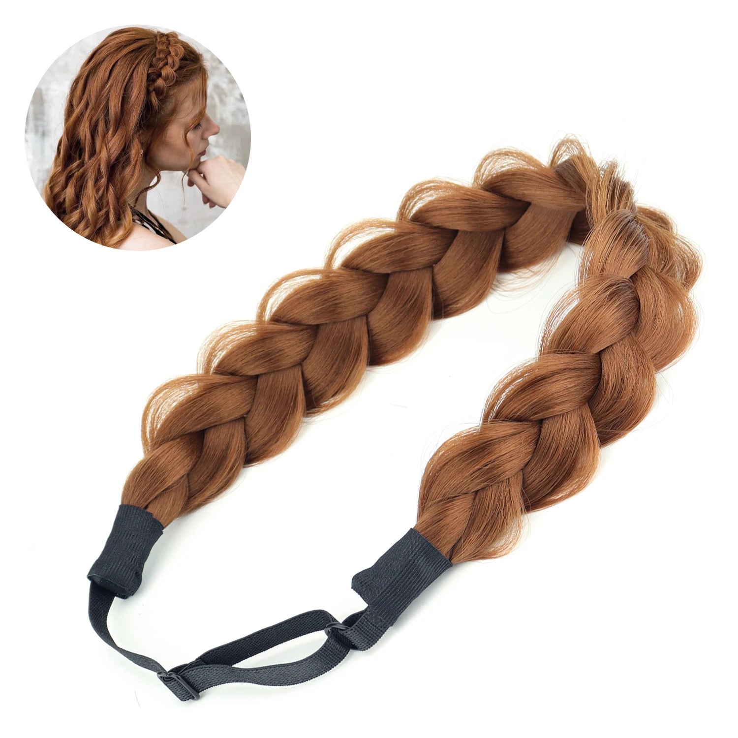 Synthetic Hair Braided Headband with Elastic Band Style for Women Girls Blonde Brown Braided Headwear Hair Scrunchy Headband
