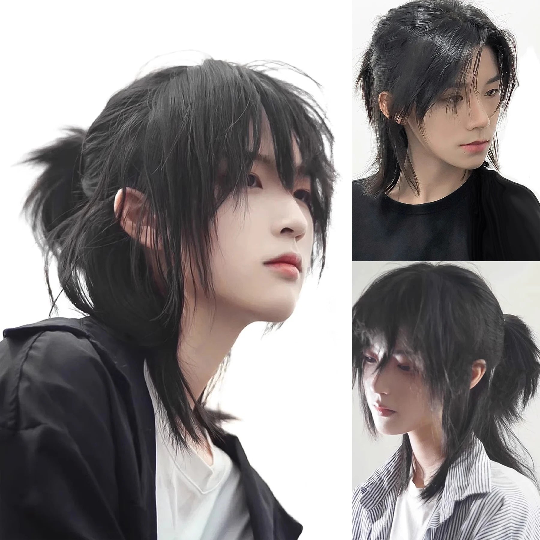 XIYUE Synthetic Lolita Long Anime Curly Wigs Hair Black Pick Blue Cosplay Wig Heat-Resisting Fiber Hair Wigs For Women