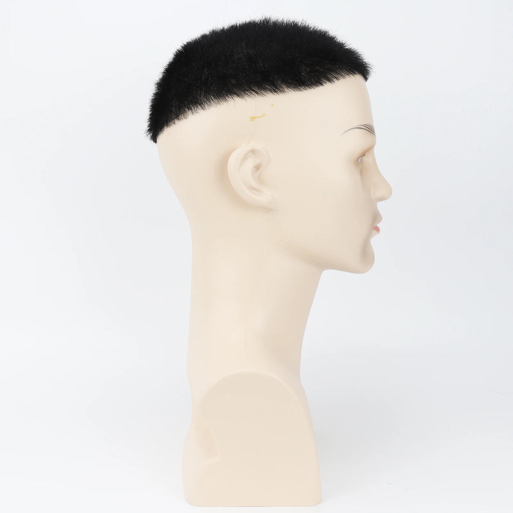Men Toupee Silk Skin Base  PU Silicone Human Hair Topper V Loop Injected Single Knots 8x10in Short Cut Hair for Salon Stylist