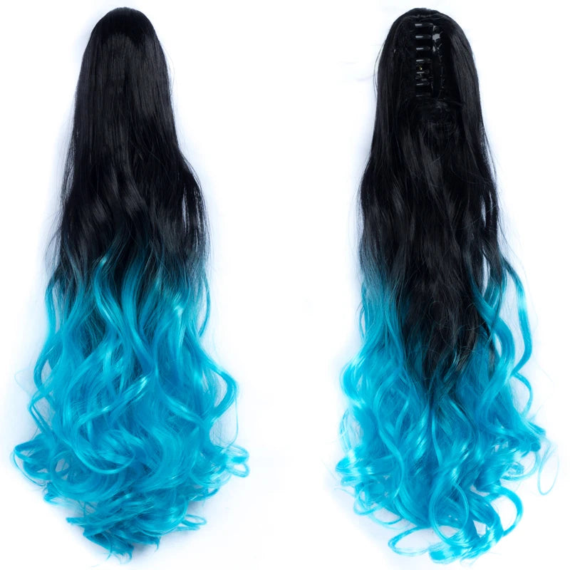 Curly Ponytail Extension Claw Clip in 24" Ponytail Hair Extension Synthetic Wavy Ponytail Extension Fluffy Natural Hairpieces