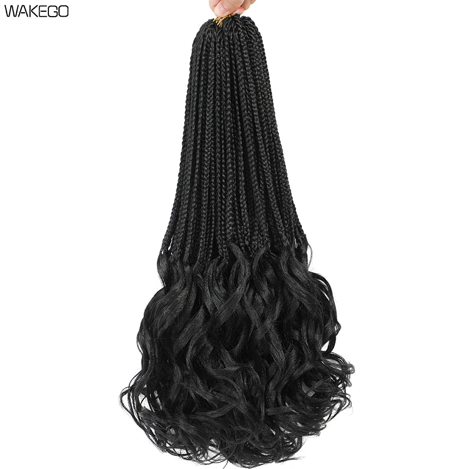 24 18 14 Inches French Curly Crochet Braids New Goddess Box Braids Bouncy French Curl Braid Hair Crochet Synthetic Braiding Hair