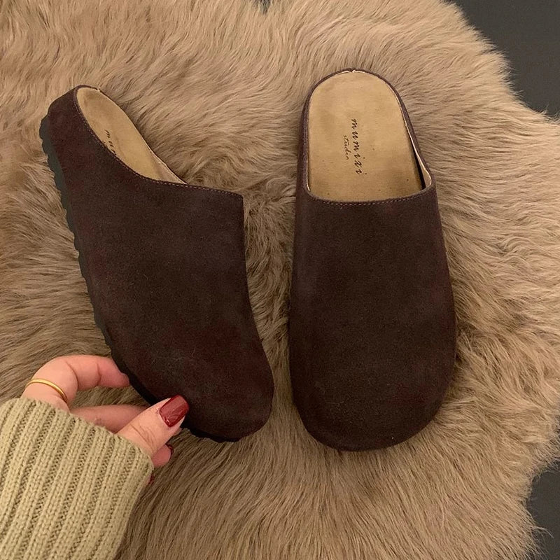 Crestar Fashion Flat Slippers For Women 2025 New Outdoor Cozy Soft Flat Mules Lady Retro Spring House Slides Antiskid Beach Shoe