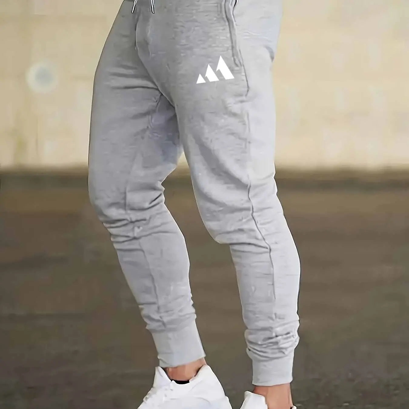 Men's Casual Sports Pants with Drawstring & Letter Print High Quality Fabric Slight Stretch Loose Fit for Spring Autumn Outdoor