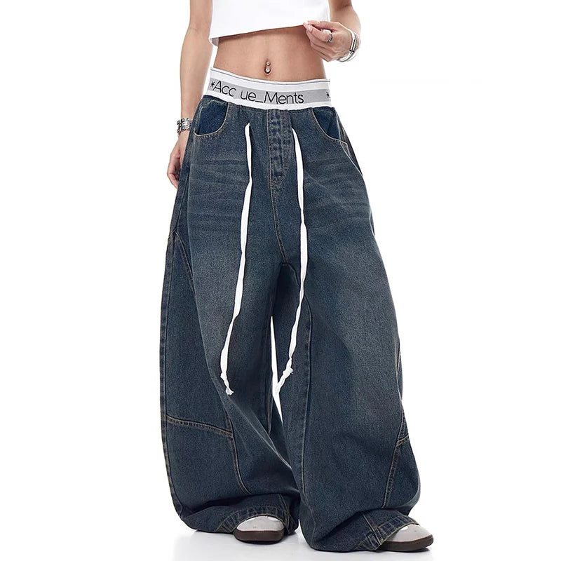 Men's Black Punk Y2k Baggy Jeans Harajuku 90s Vintage Denim Trouser Japanese 2000s Style Boyfriend Jeans Pants Oversize Clothes