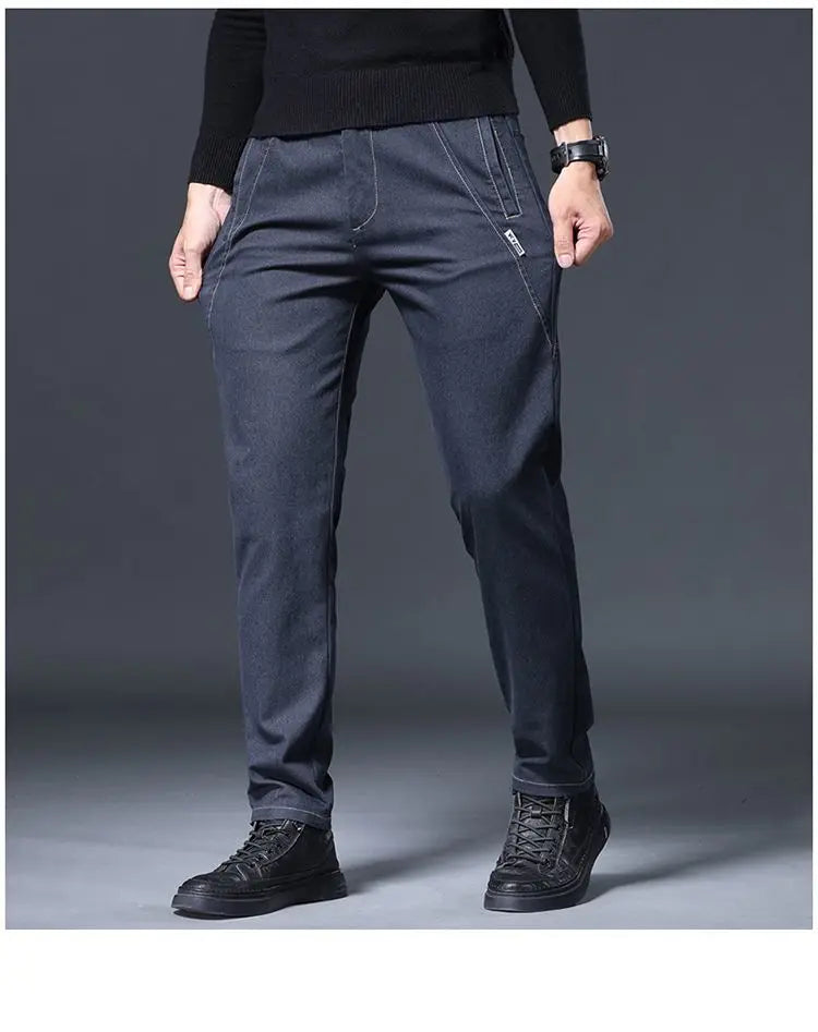 Jeans Men's Autumn and Winter Fit Straight Men's Pants New Style Men's Pants Black Versatile Stretch Men's Casual Pants