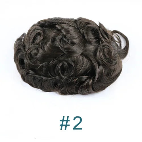 Natural Frontline Dark Brown#2 Black Blonde Super Durable Thin HD Skin PU 1B50 1B80 Grey Men's Toupee 100% Human Hair Wig System