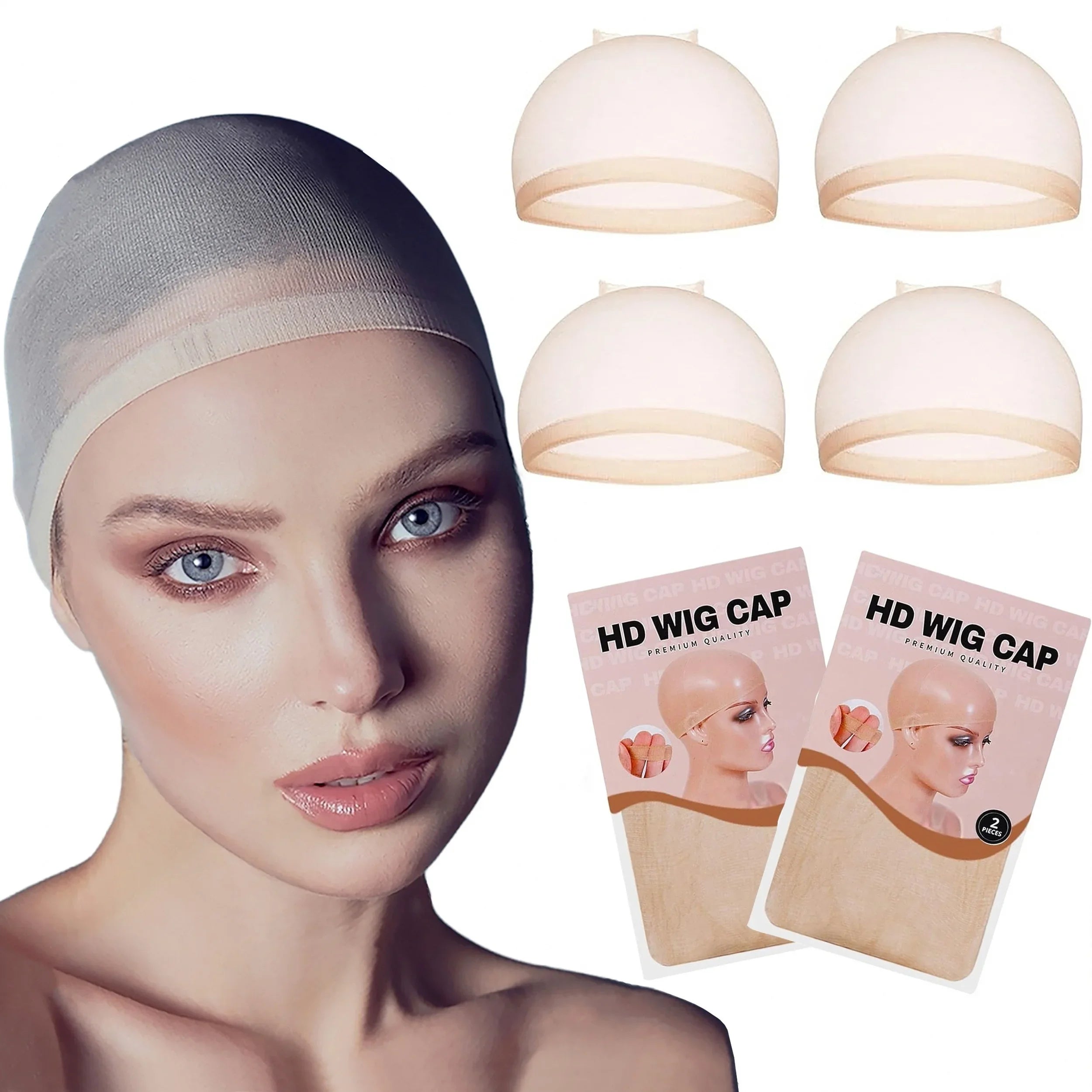 2pcs Set Wig,Hair Net,Compression Cap,Solid Color Wig Cover Cap,Invisible Elasticity,Super Soft Breathable Stretch,Lightweight