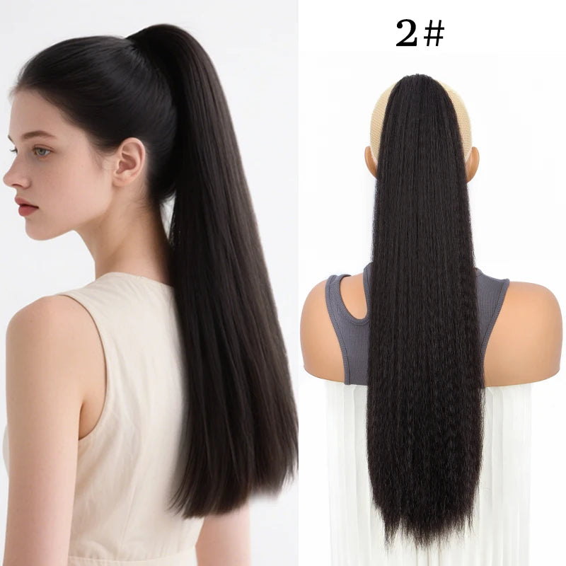Synthetic Long Ponytail Extension Yaki Drawstring Ponytails for Black Women Clip in Ponytail Hair Extensions