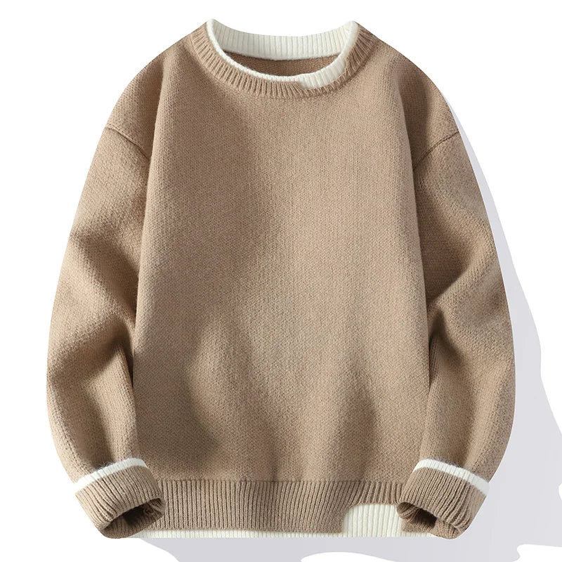 men round neck Solid color knitwear Men's High-Quality Fashion Trend Sweater Autumn/Winter Men Casual Comfortable Warm Sweaters