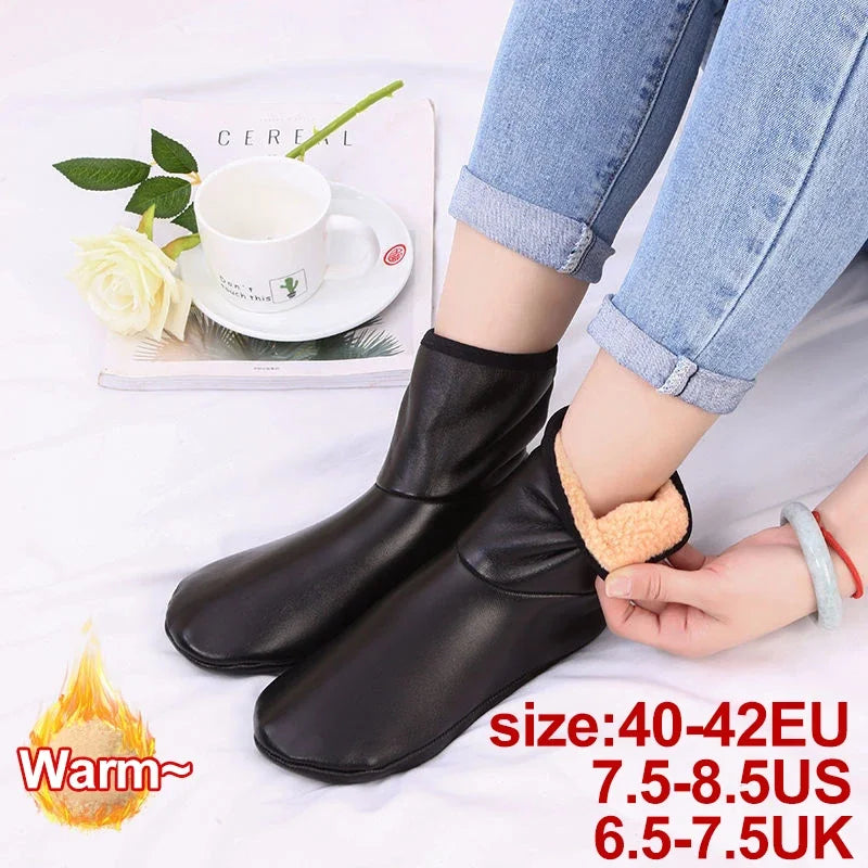 1 Pair Men Women Outdoor Sports Warm Snowfield Socks for Autumn Winter Thickened Windproof Warm Inner Plush Indoor Floor Socks