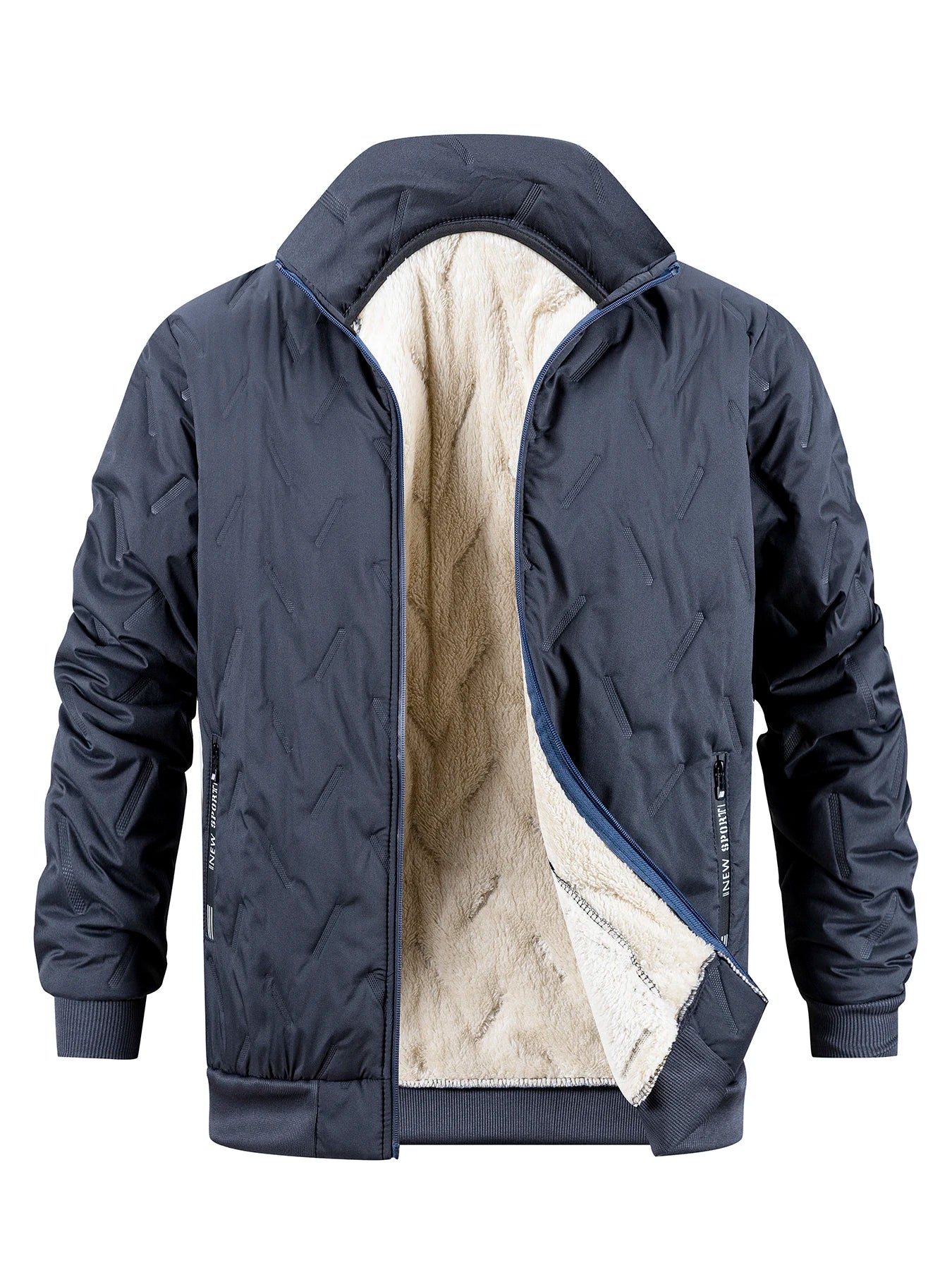Winter Men's Zipper Stand Collar Jacket Male Casual Warm Thickened Fleece Lined Jacket Coat Streetwear Men Windproof Warm Coat