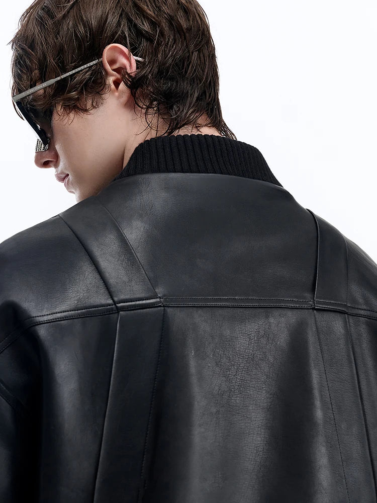 Mauroicardi Spring Autumn Cool Handsome Pu Leather Bomerb Jacket Men Zipper Runway European Fashion Luxury Designer Clothes 2025