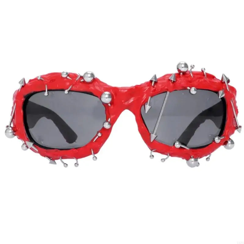Y88A Cool Hiphop Dancing Sunglasses With Rivet Frame For Various Occasion Everyday Use and Punk Eye Glasses for Night Event