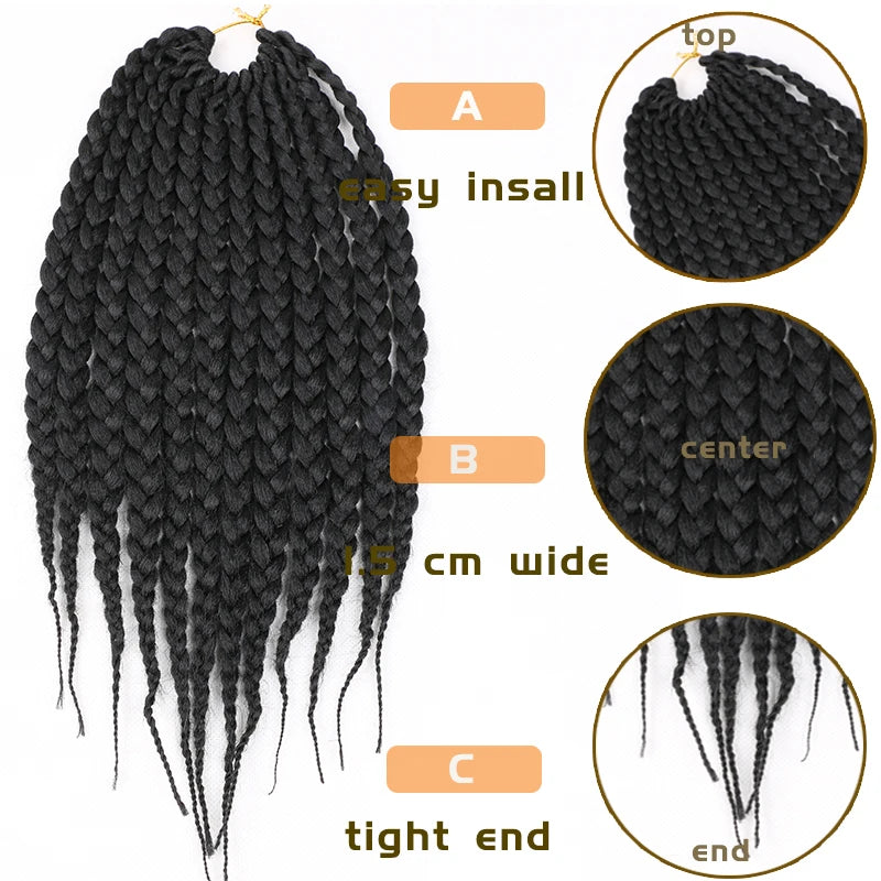 Full Star Box Braids Synthetic Hair 12" 18" 22" Crochet Braids Style Black Burgundy Brown for Africa America Women Crochet Hair