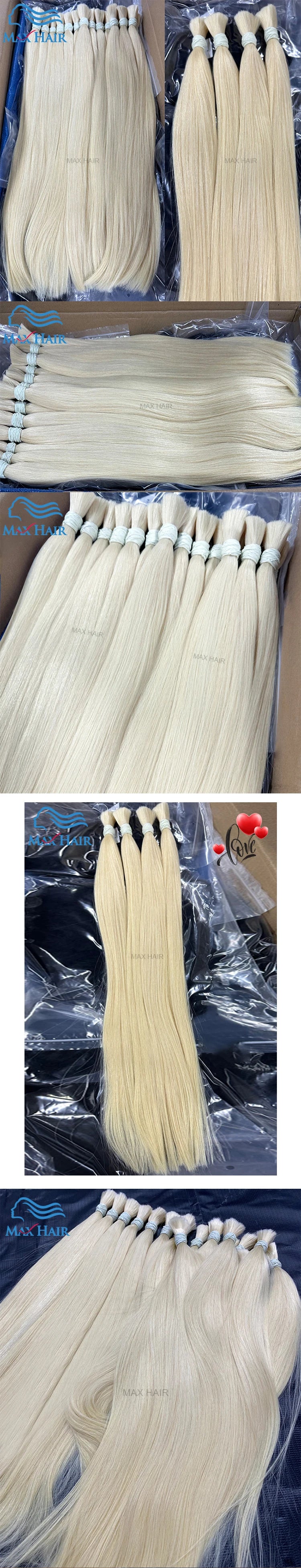 613 Striaght Human Hair No Weft 100% Virgin Bundles Highlight Original Bulk Extensions Russian Natural Unprocessed Blonde hair