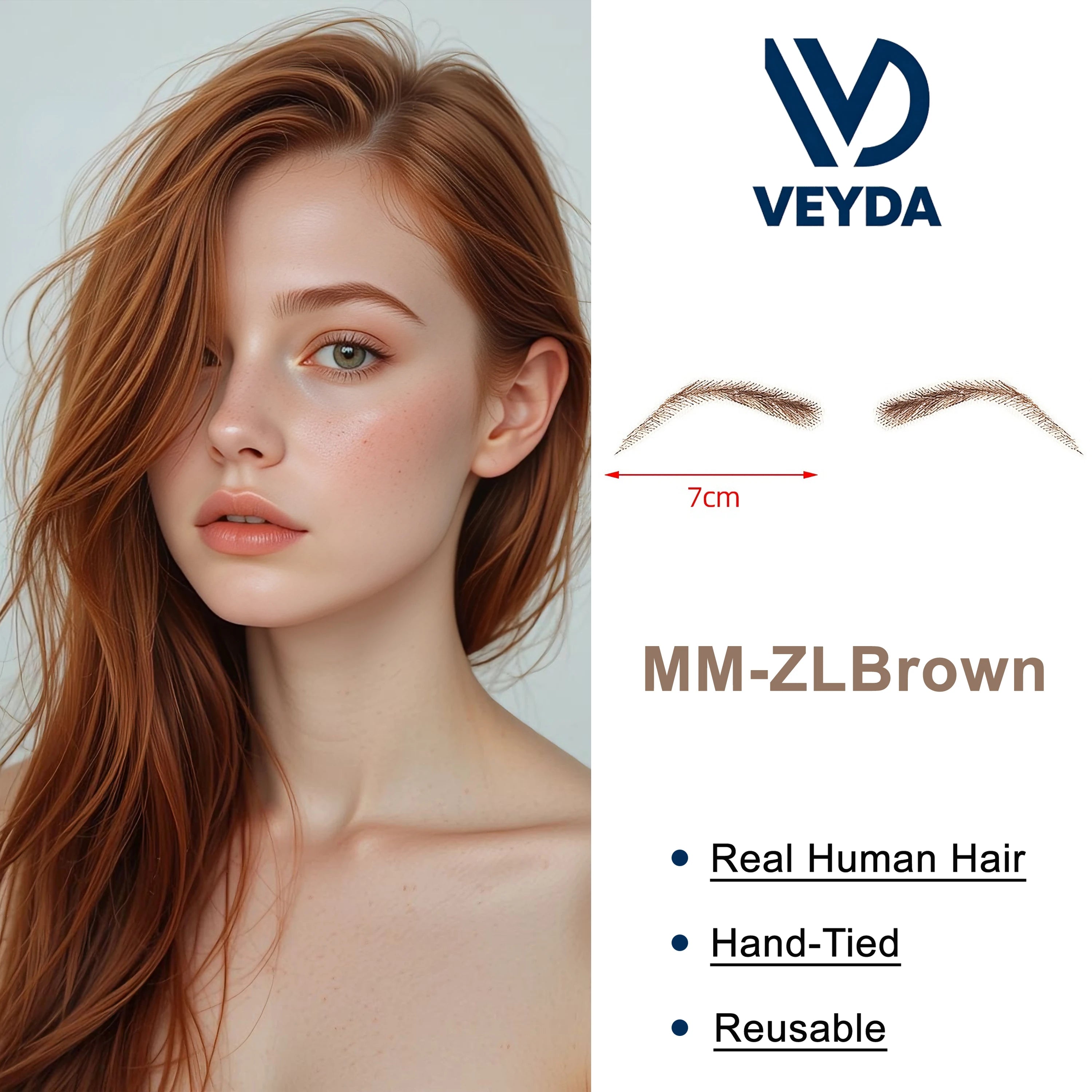 6 New Styles Invisible Natural Black Fake Eyebrows For Adult Males and Females 100% Human Hair Handtied Lace Base Natural Growth