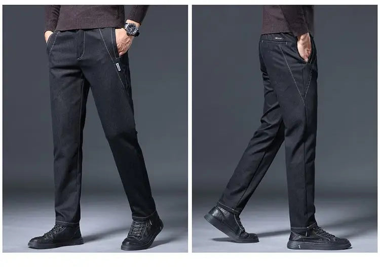 Jeans Men's Autumn and Winter Fit Straight Men's Pants New Style Men's Pants Black Versatile Stretch Men's Casual Pants