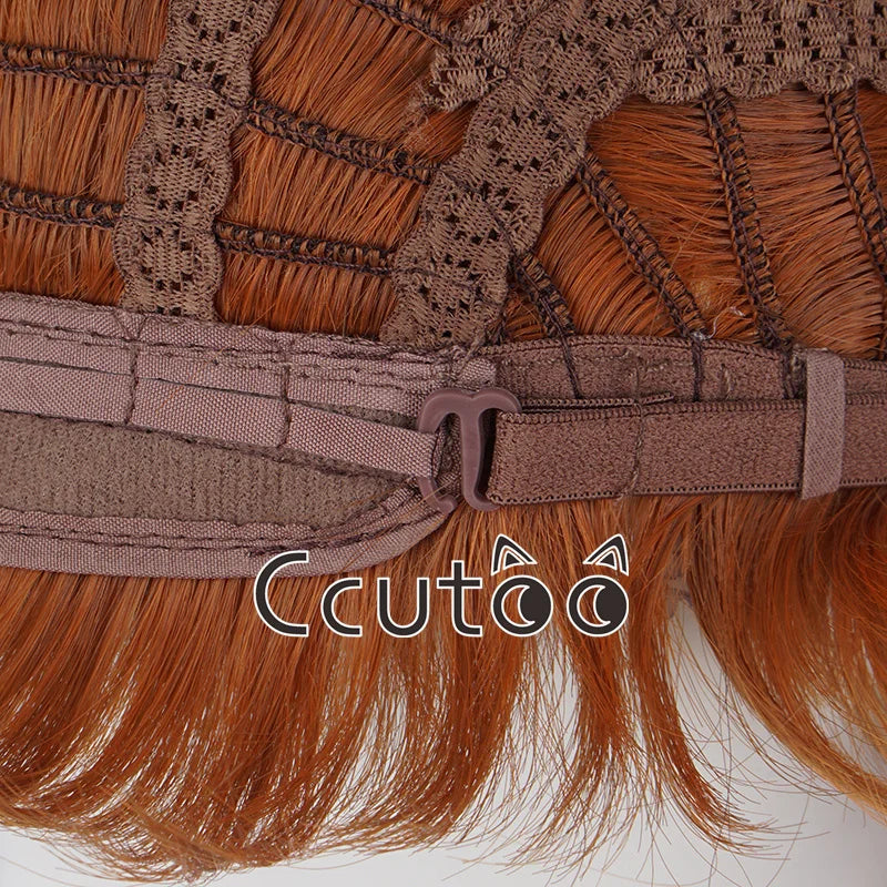 Anime Panty and Stocking with Garterbelt Burifu Cosplay Wig 30cm Short Orange Curly Hair Heat Resistant Synthetic Brief Wig