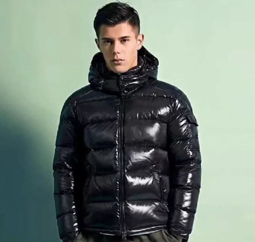 Shiny Parkas Hombre Buffer Bubble Thick Jackets Casual Men Fashion Shiny Stand Up Waterproof Male Parkas Quilted Padded Coat