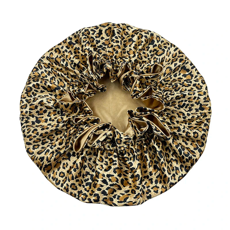 New Solid Women Satin Bonnet Fashion Stain Silky Big Bonnet for Lady Sleep Cap Headwrap Hat Hair Wrap Accessories Wholesale