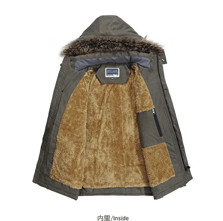 New Winter Men Hooded Fur Collar Long Down Jackets Overcoats Male Multiple Pockets Warm Parkas Quality Man Casual Chaquetas 7XL
