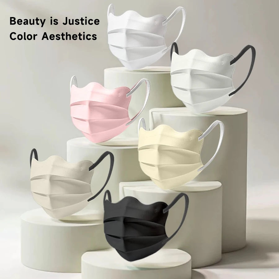 1-100pcs Disposable Face Mask Individually Wrapped 3 Layer Morandi Color Protective Anti Dust Face Cover Fashion Shape Design M