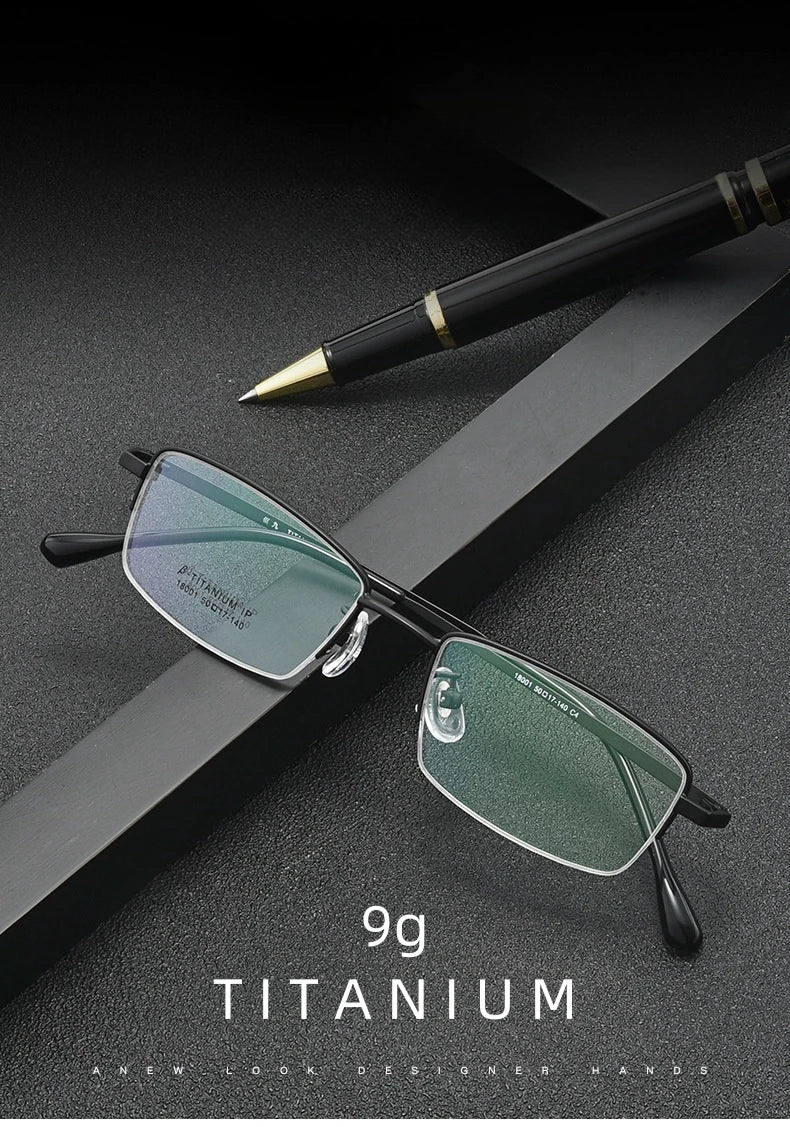 FIRADA Fashion Comfortable Glasses Retro Titanium Square Half Frame Eyewear Business Prescription Eyeglasses Frame Men 18001-C