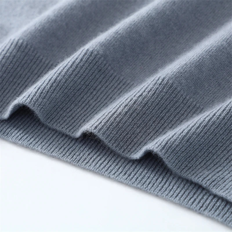 Autumn/Winter Men's 100% Pure Cashmere Pullover Business Casual Solid Knitted Sweater Loose Round Neck Tops Thick Warm Jumper