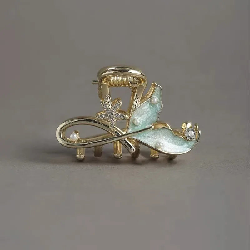 Exquisite French Pearl Fish Tail Hair Claw High-end Women's Alloy Hair Clip Back of Head Half-tied Hair Gripper Hair Accessories