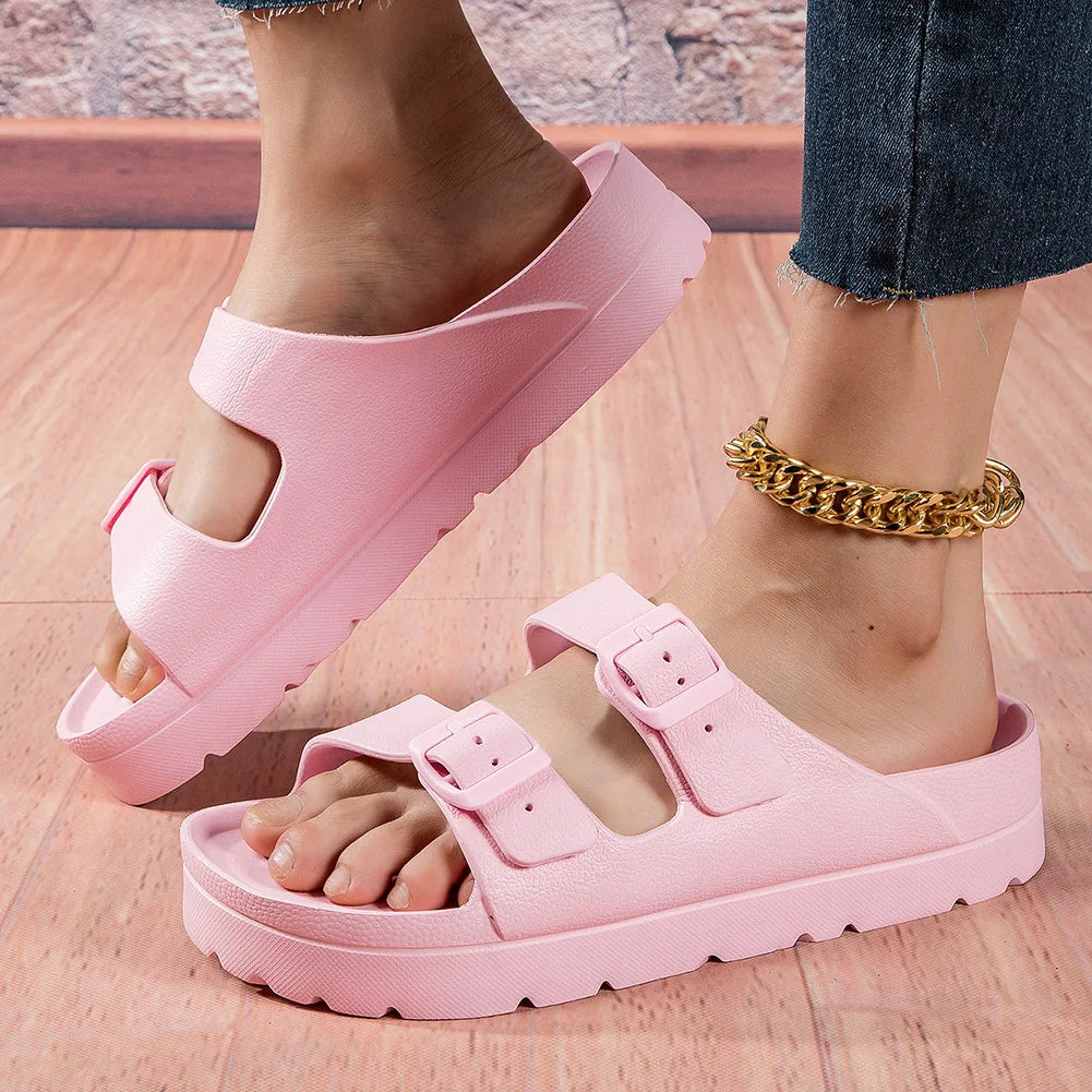 fashion Women Slippers Platform Beach Shoes Girl Outdoor Slides EVA flip flops For Home Shoes buckle Soft Thick Sole Sandals