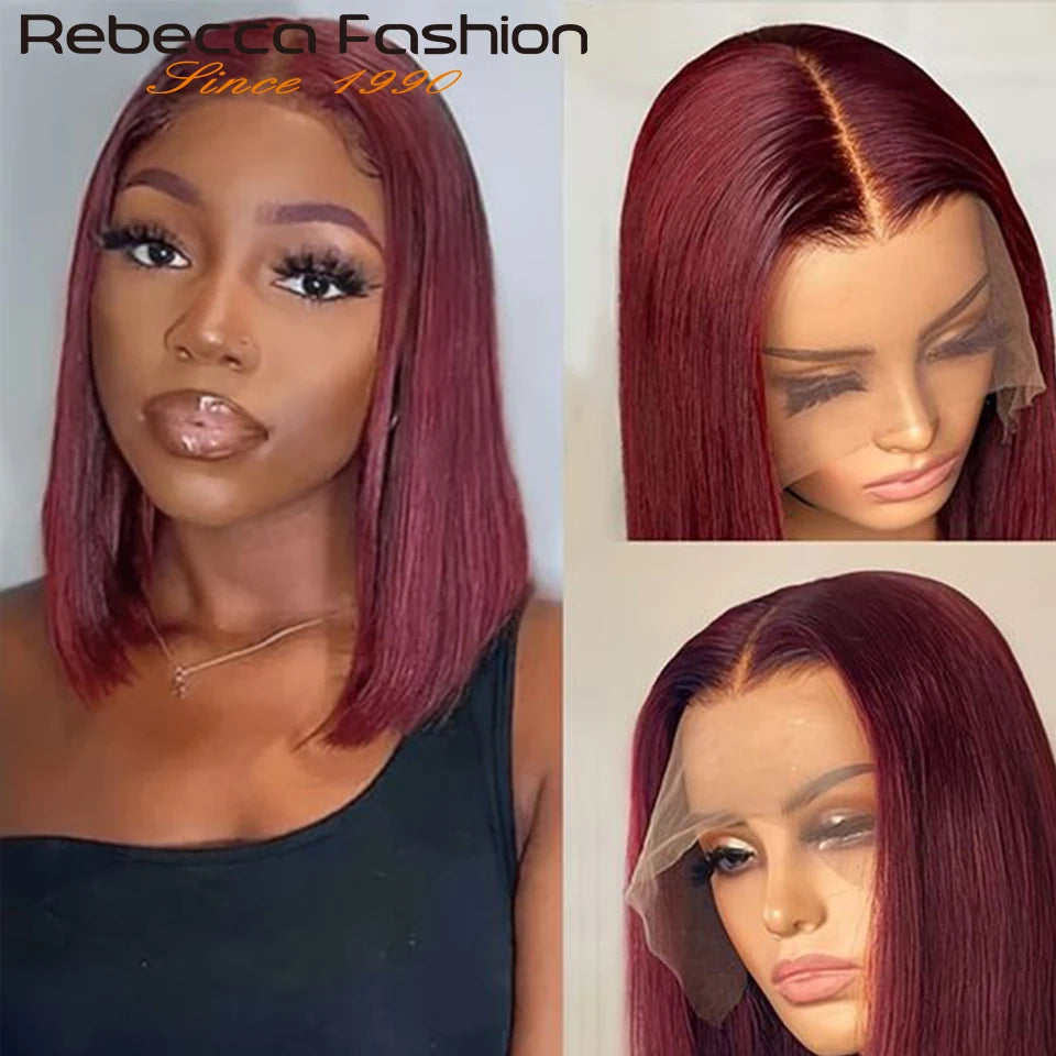 Straight Bob 100% Human Hair Lace Wig For Women Brazilian Remy Hair Middle Part Lace Easy Wear T Part Lace Wigs Clearance Sales
