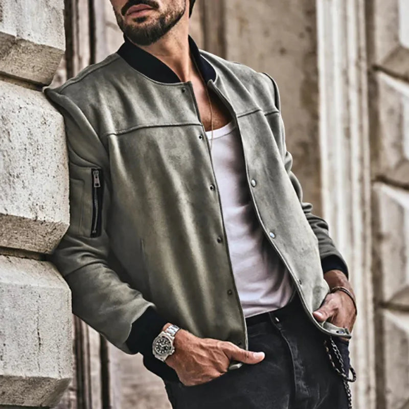 24  Autumn/Winter Suede Men's Button Cardigan Jacket Casual American
