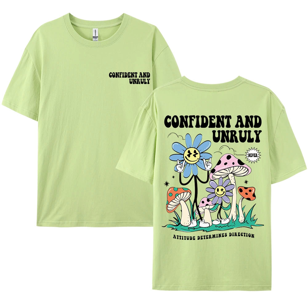 Confident And Unruly Attitude Determines Direction Men T Shirt Cotton Shirt Street Loose T-Shirts Summer Breathable Short Sleeve
