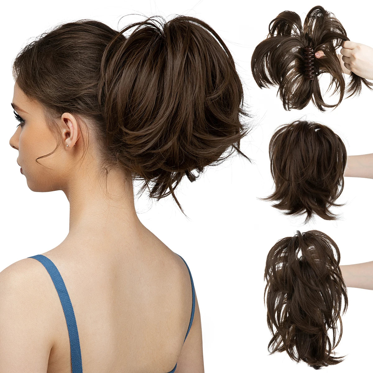 SARLA Synthetic Diy Claw Clip In Ponytail Extension Hairpiece Hair Bun Fake Blonde Hair False Pigtail for Women