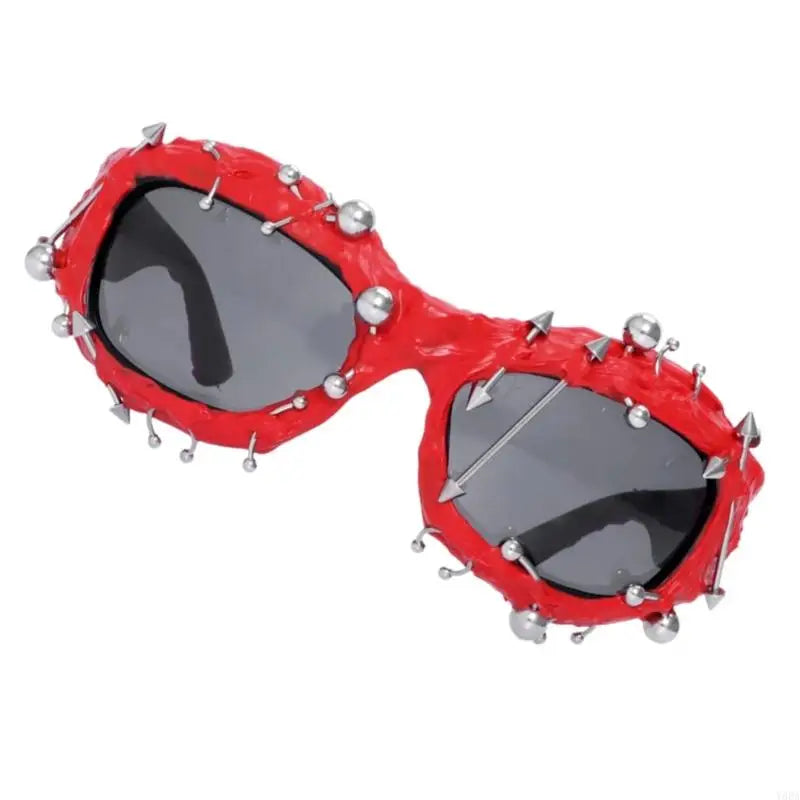 Y88A Cool Hiphop Dancing Sunglasses With Rivet Frame For Various Occasion Everyday Use and Punk Eye Glasses for Night Event