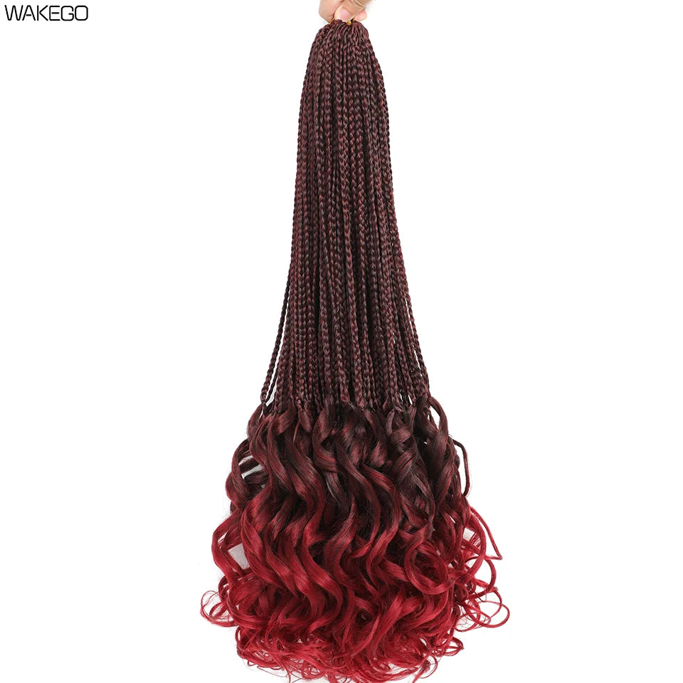 24 18 14 Inches French Curly Crochet Braids New Goddess Box Braids Bouncy French Curl Braid Hair Crochet Synthetic Braiding Hair